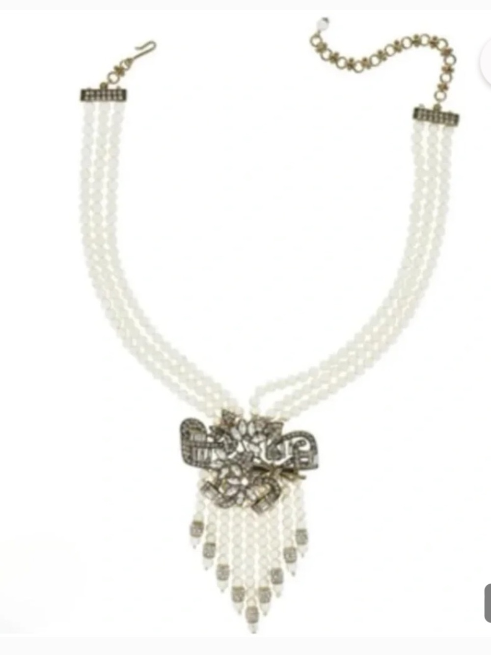 HEIDI DAUS "Dramatic Decollete" Crystal-Accented Floral Station Necklace
